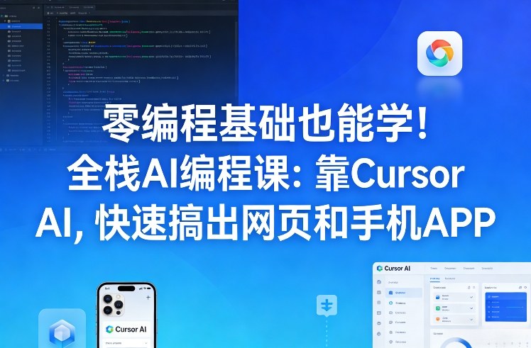 零编程基础也能学！全栈AI编程课：靠Cursor AI，快速搞出网页和手机APP-智点网