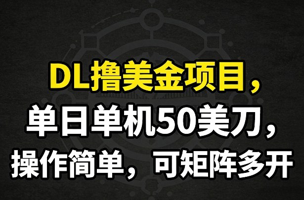 DL撸美金项目，单日单机50美刀，操作简单，可矩阵多开-智点网