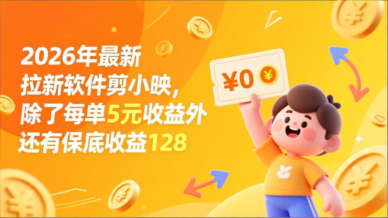 最新拉新软件剪小映，除了每单5元收益外还有保底收益128-智点网