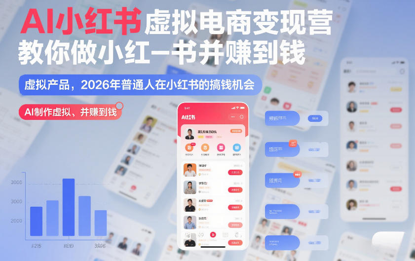 AI小红书虚拟电商变现营，教你做小红书并賺到钱，虚拟产品，2026年普通人在小红书的搞钱机会(完结)-智点网