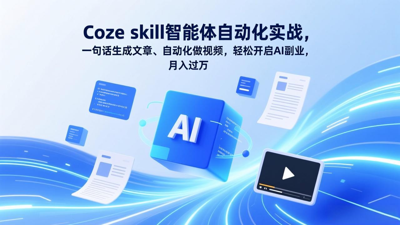 Coze skill智能体自动化实战，一句话生成文章、自动化做视频，轻松开启AI副业，月入过万-智点网