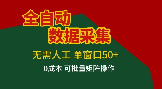 全自动数据采集项目，无需人工，单窗口可达50+收益，操作简单无难度，一个人也能轻松实现矩阵【揭秘】-智点网