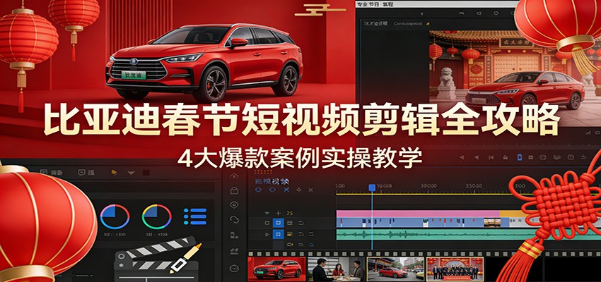 比亚迪春节短视频剪辑全攻略，4大爆款案例实操教学-智点网