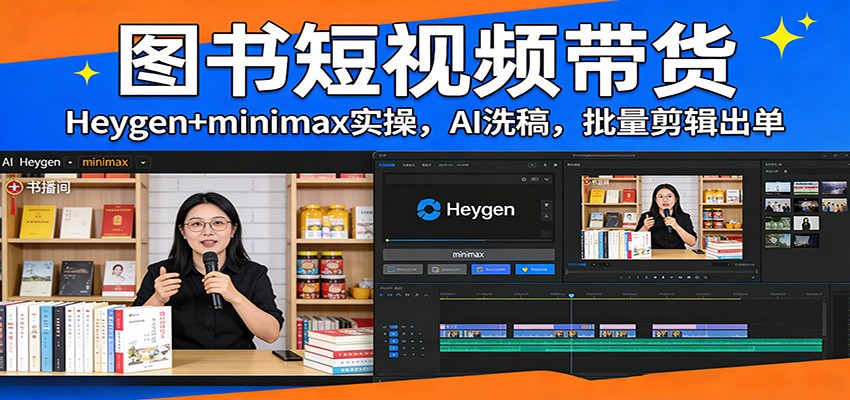 图书短视频带货：Heygen+minimax实操，AI洗稿 ，批量剪辑出单-智点网