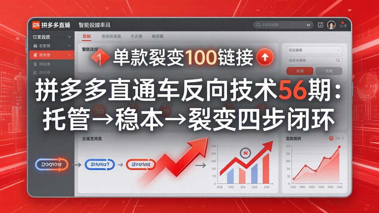 拼多多直通车反向技术56期：托管→稳本→裂变四步闭环，单款裂变100链接抢占核心流量-智点网