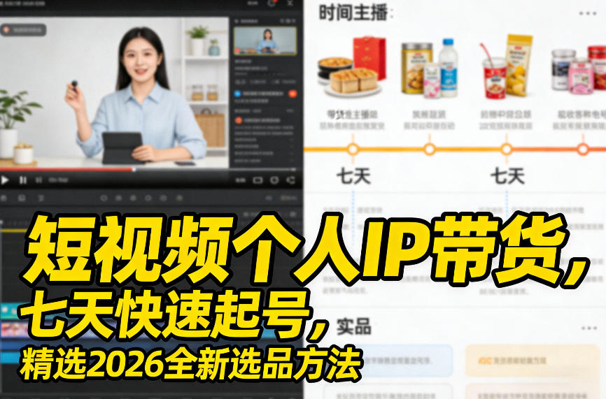 短视频个人IP带货，七天快速起号，精选2026全新选品方法-智点网