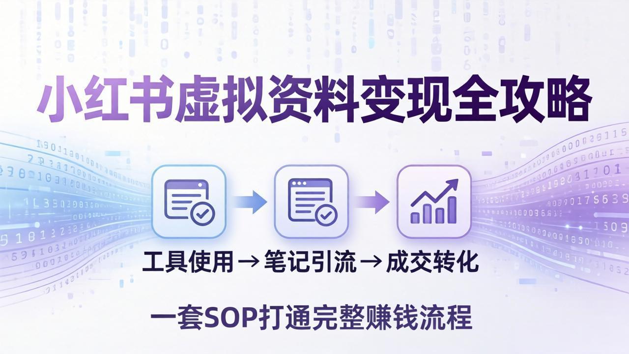 小红书虚拟资料变现全攻略：从工具使用到笔记引流成交，一套 SOP 打通完整赚钱流程-智点网