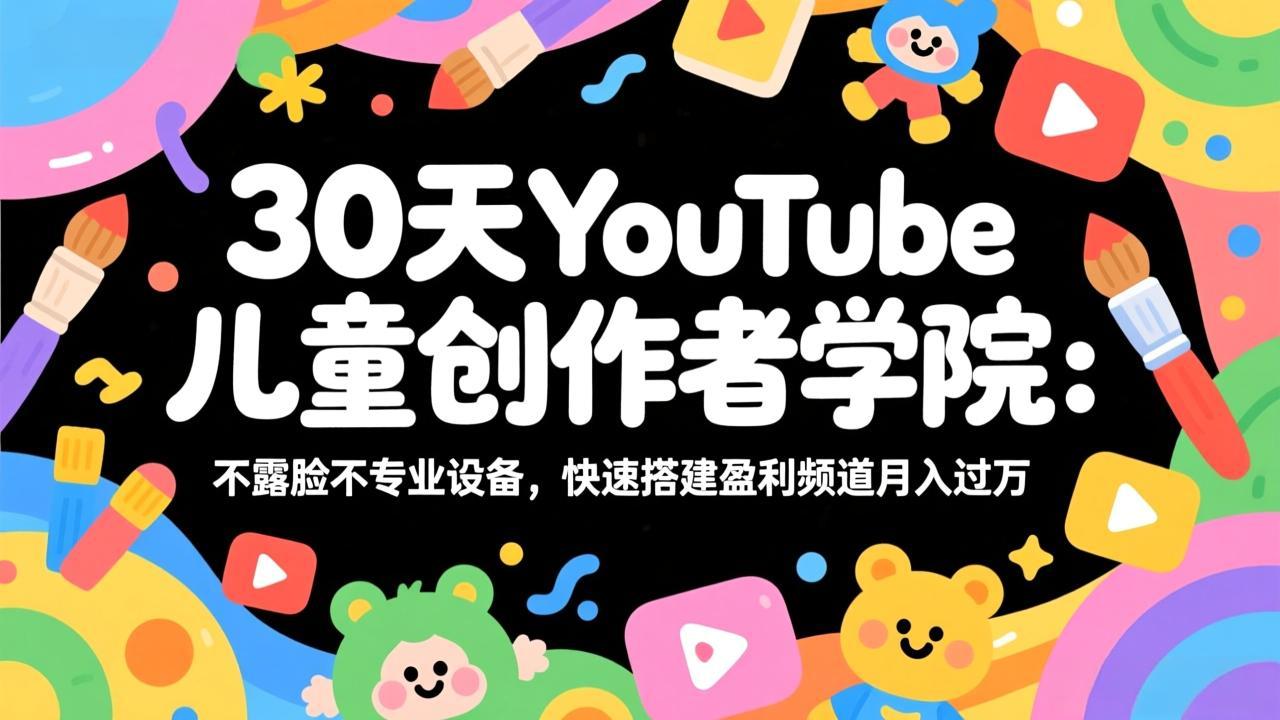 30天YouTube儿童创作者学院：不露脸不专业设备，快速搭建盈利频道月入过万-智点网