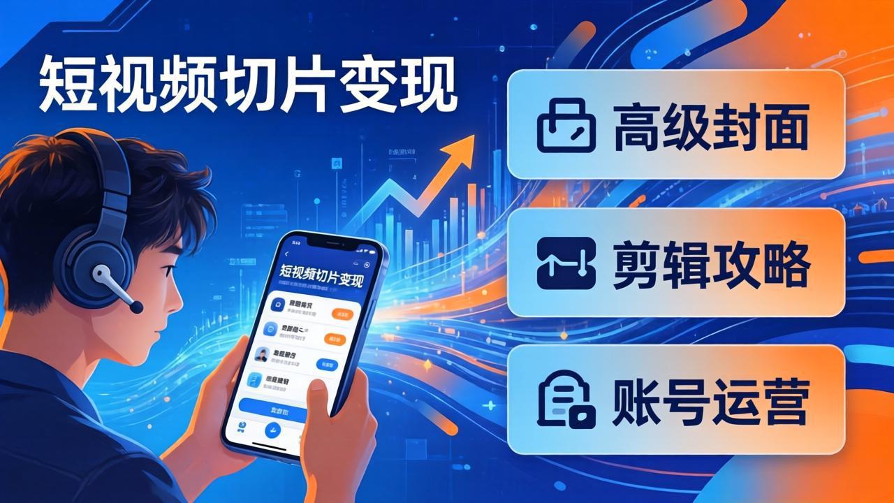 短视频切片变现速成班2.0：高级封面+剪辑攻略+账号运营，0基础小白快速入局副业-智点网