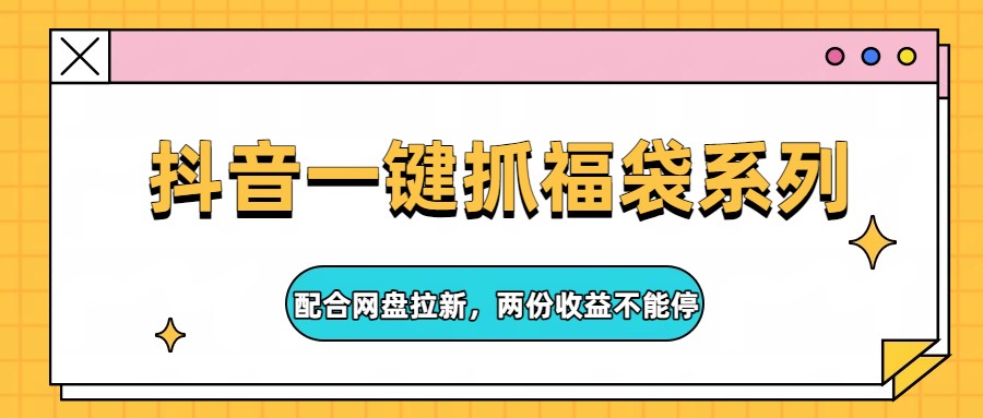 抖音一键抓福袋系列，配合网盘拉新，两份收益不能停-智点网