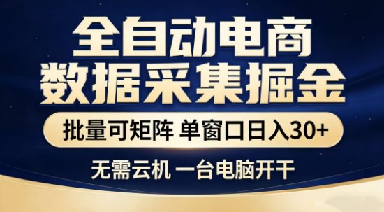独家电商数据全自动采集项目，批量可矩阵，单窗口轻松日入3张+【揭秘】-智点网