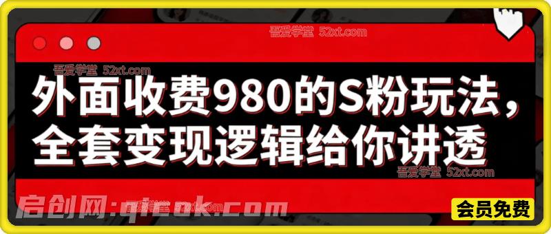 外面收费980的S粉玩法，全套变现逻辑给你讲透-智点网