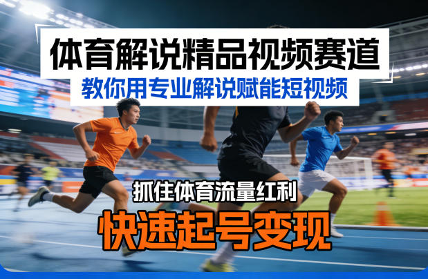 体育解说精品视频赛道，教你用专业解说赋能短视频，抓住体育流量红利，快速起号变现-智点网