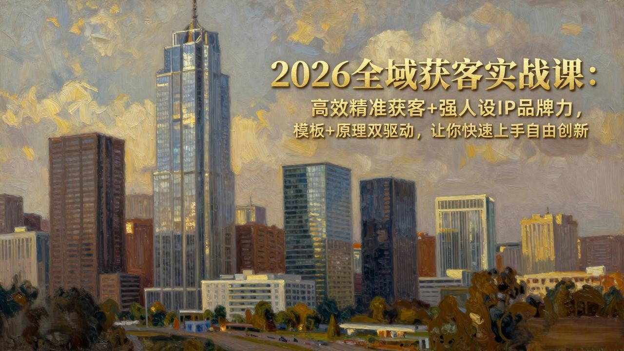 2026全域获客实战课：高效精准获客+强人设IP品牌力，模板+原理双驱动，让你快速上手自由创新-智点网