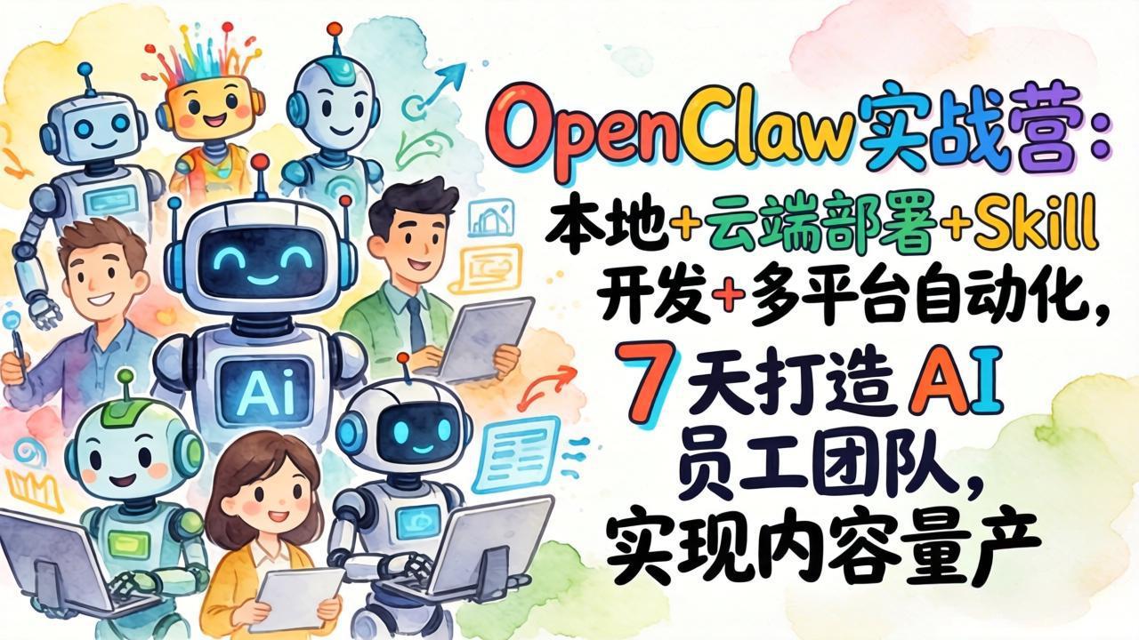 OpenClaw实战营：本地+云端部署+Skill开发+多平台自动化，7 天打造 AI 员工团队，实现内容量产-智点网