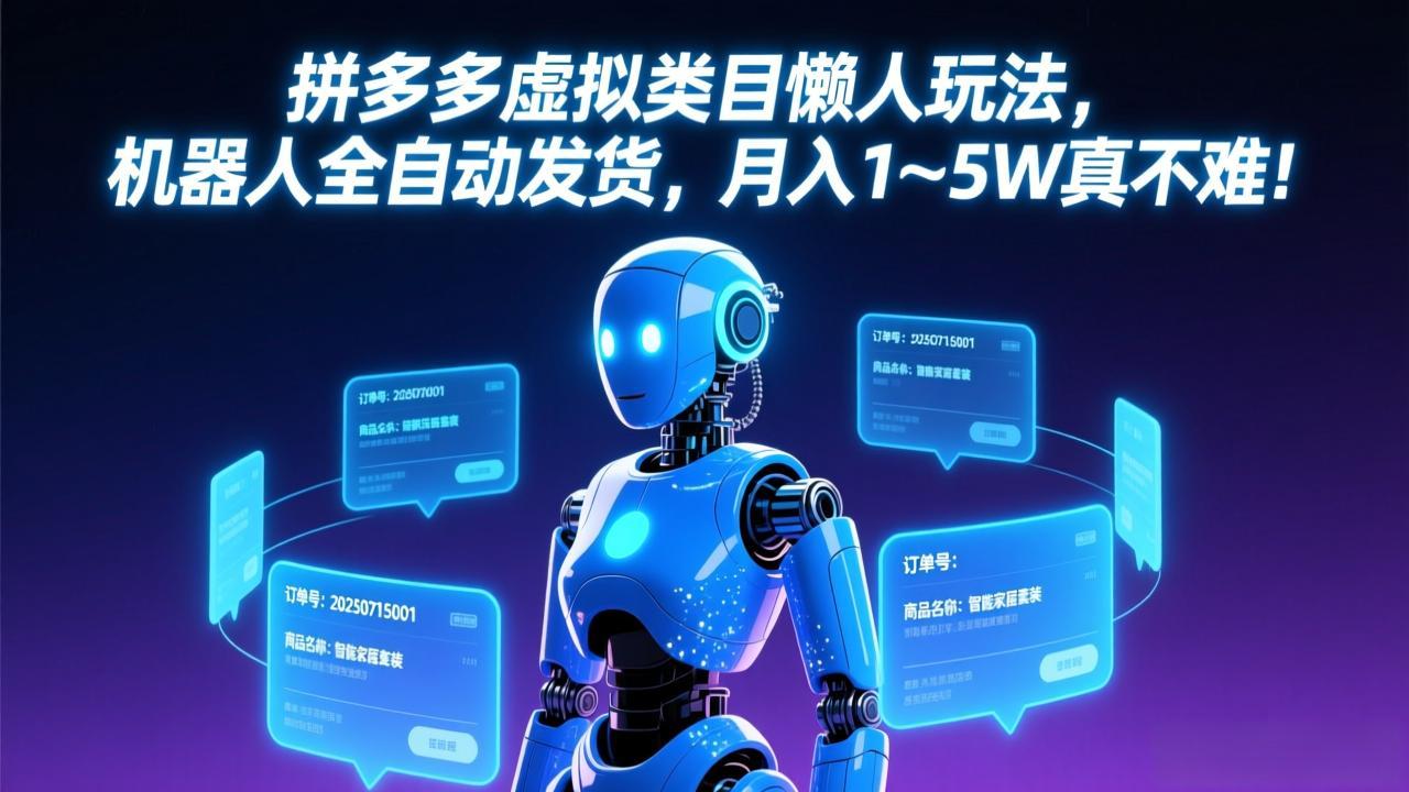 拼多多虚拟类目懒人玩法，机器人全自动发货，月入 1-5W 真不难！-智点网