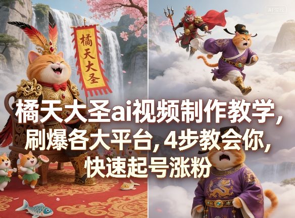 橘天大圣ai视频制作教学，刷爆各大平台，4步教会你，快速起号涨粉-智点网