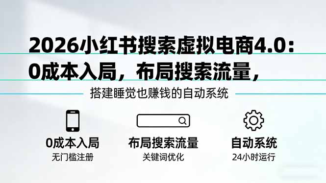 2026小红书搜索虚拟电商4.0：0成本入局，布局搜索流量，搭建睡觉也赚钱的自动系统-智点网