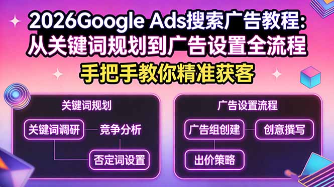 2026Google Ads搜索广告教程：从关键词规划到广告设置全流程，手把手教你精准获客-智点网