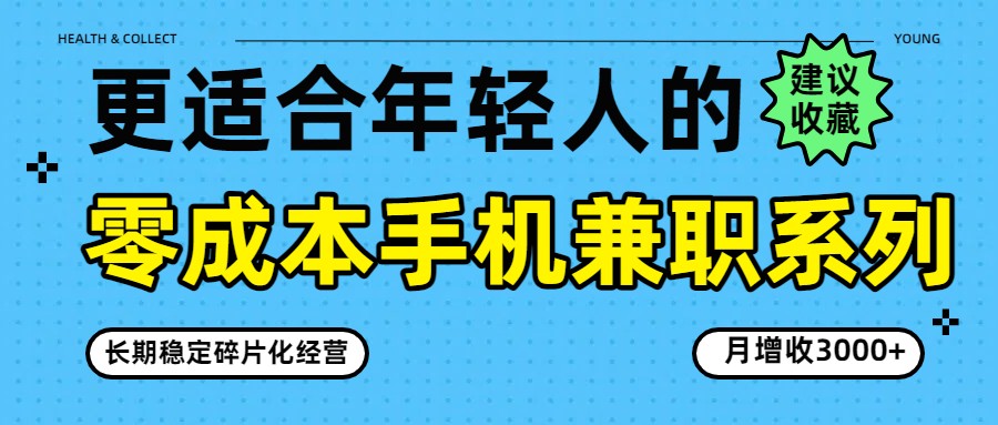 零成本手机兼职系列，长期稳定碎片化经营，月增收3000+-智点网