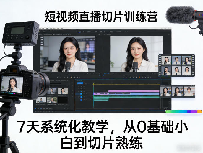 短视频直播切片训练营，7天系统化教学，从0基础小白到切片熟练-智点网