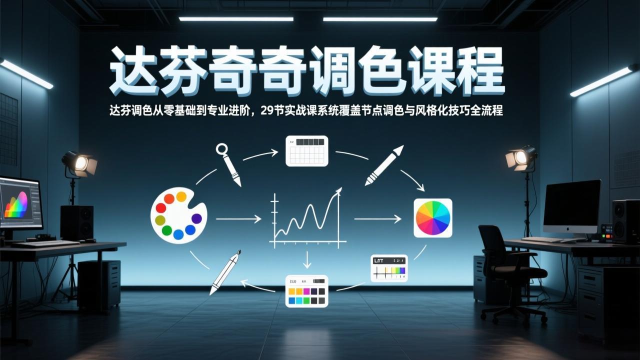 达芬奇调色从零基础到专业进阶，29节实战课系统覆盖节点调色与风格化技巧全流程-智点网