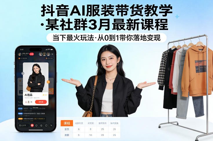 抖音AI服装带货教学，某社群3月最新课程，当下最火玩法，从0到1带你落地变现-智点网