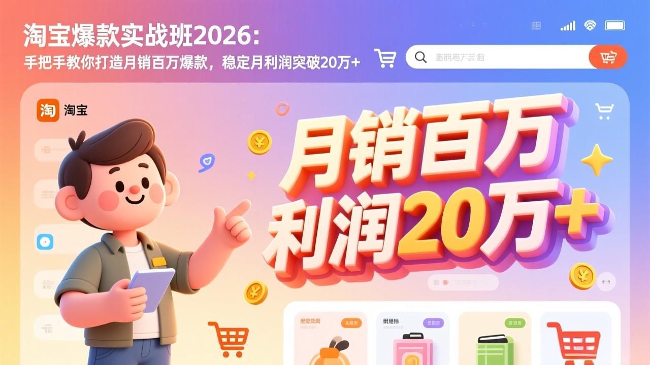 淘宝爆款实战班-2026年3月更新：手把手教你打造月销百万爆款，稳定月利润突破20万+-智点网