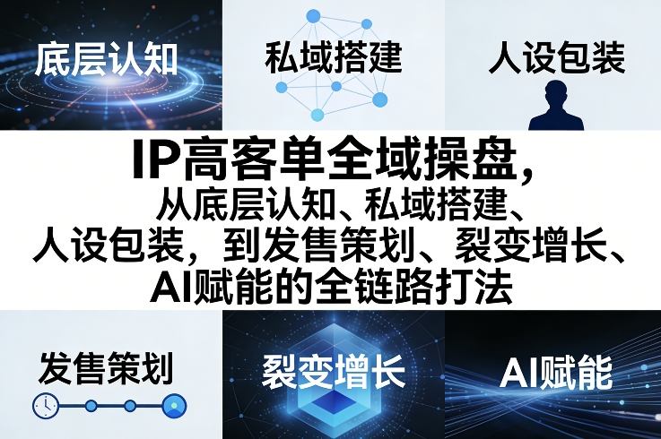 IP高客单全域操盘，从底层认知、私域搭建、人设包装，到发售策划、裂变增长、AI赋能的全链路打法-智点网