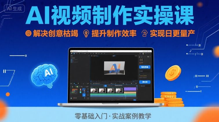Ai视频制作实操课，解决创意枯竭、效率低下痛点，实现日更量产可持续变现(更新26年3月)-智点网