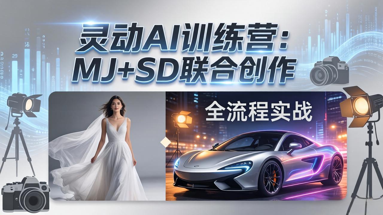 灵动AI训练营-3.0课程：MJ+SD联合创作，从婚纱大片到汽车广告，摄影后期全流程实战-智点网