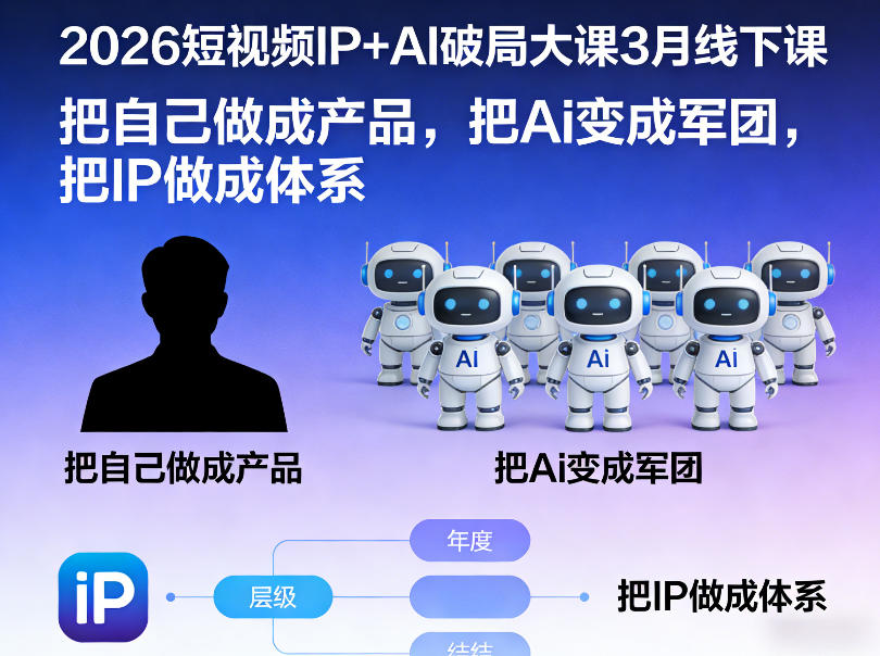 2026短视频IP+AI破局大课3月线下课，把自己做成产品，把Ai变成军团，把IP做成体系-智点网