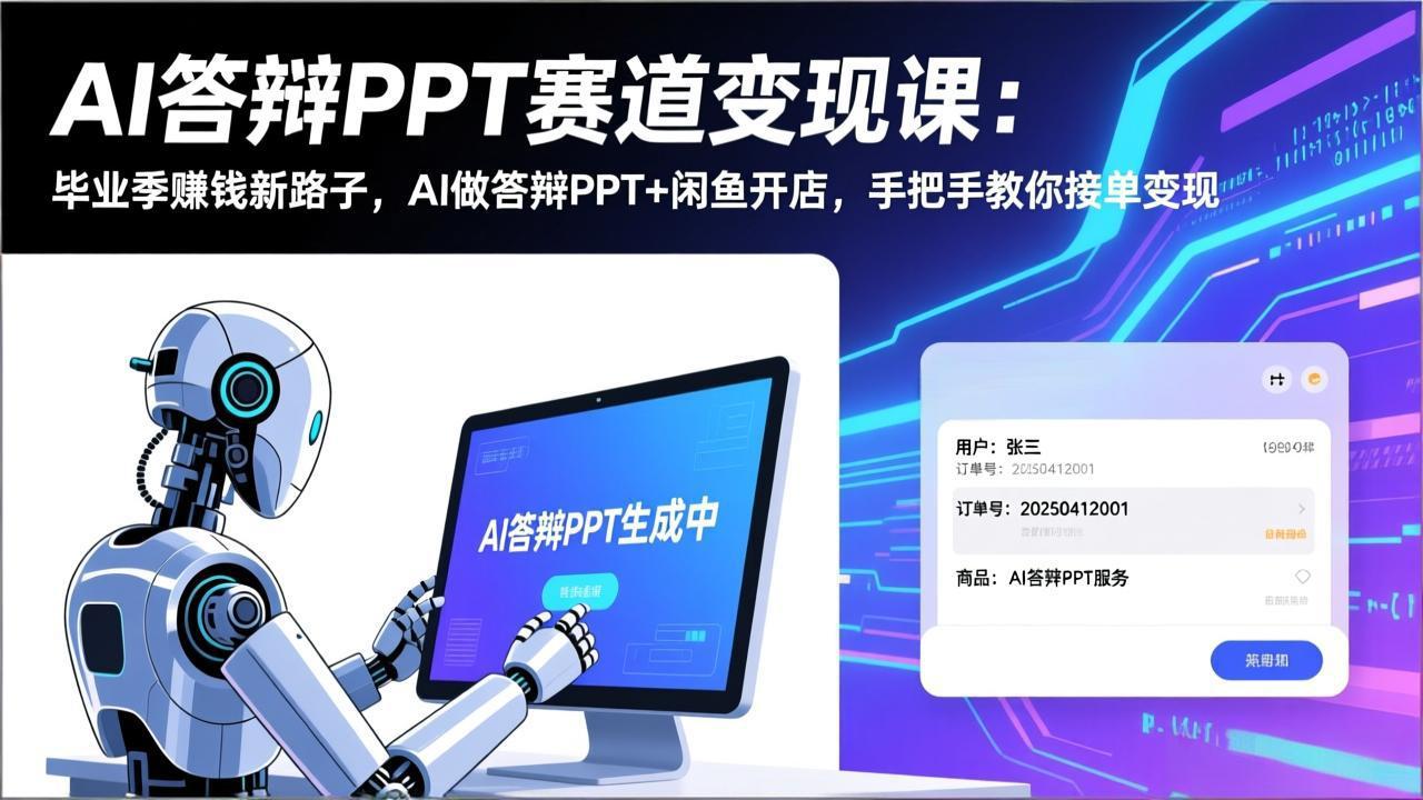 AI答辩PPT赛道变现课：毕业季赚钱新路子，AI做答辩PPT+闲鱼开店，手把手教你接单变现-智点网