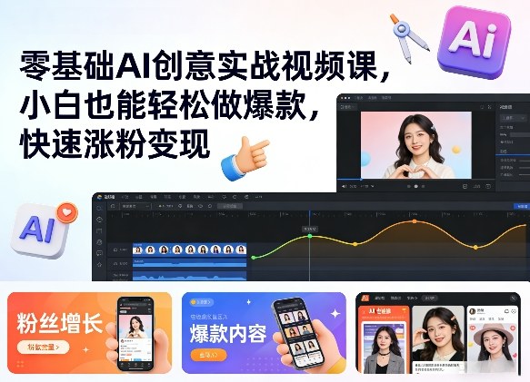 零基础AI创意实战视频课，小白也能轻松做爆款，快速涨粉变现-智点网