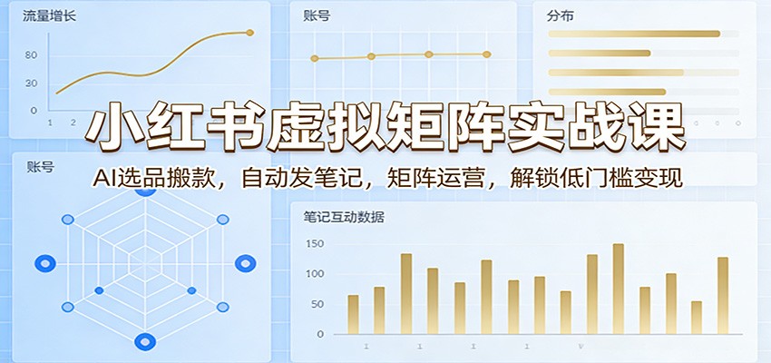 小红书虚拟矩阵实战课：AI选品搬款，自动发笔记，矩阵运营，解锁低门槛变现-智点网