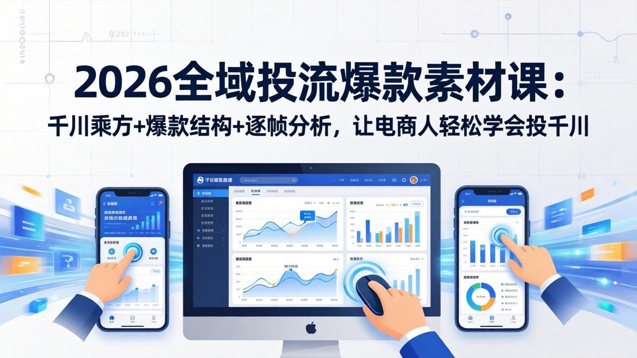 2026全域投流爆款素材课：千川乘方+爆款结构+逐帧分析，让电商人轻松学会投千川-智点网