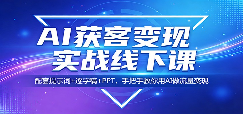 AI获客变现实战线下课：配套提示词+逐字稿+PPT，手把手教你用AI做流量变现-智点网