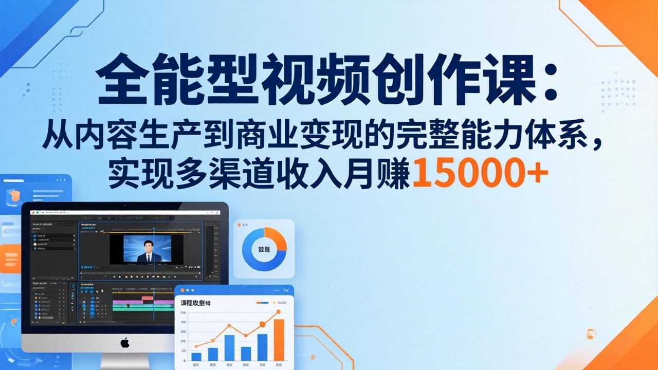 全能型视频创作课-26年3月更新：从内容生产到商业变现的完整能力体系，多渠道收入月赚15000+-智点网