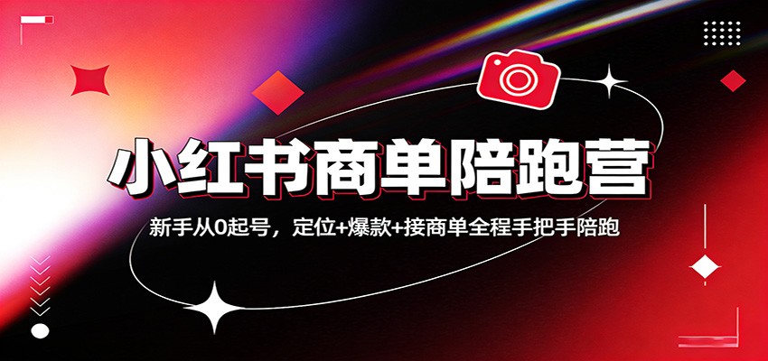 小红书商单陪跑营：新手从0起号，定位+爆款+接商单全程手把手陪跑-智点网