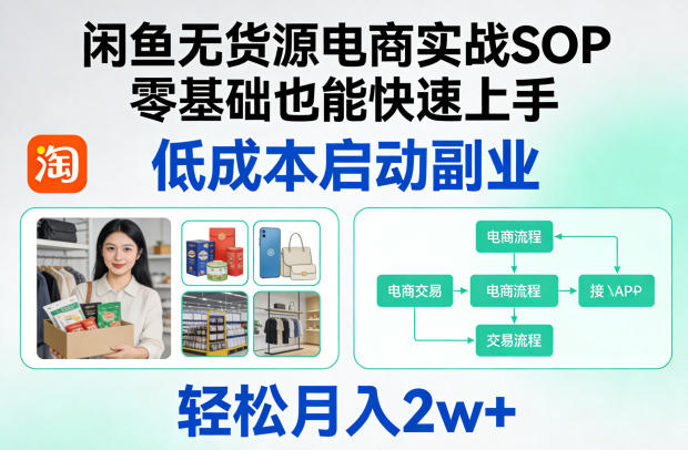 闲鱼无货源电商实战SOP，零基础也能快速上手，低成本启动副业，轻松月入2w+-智点网