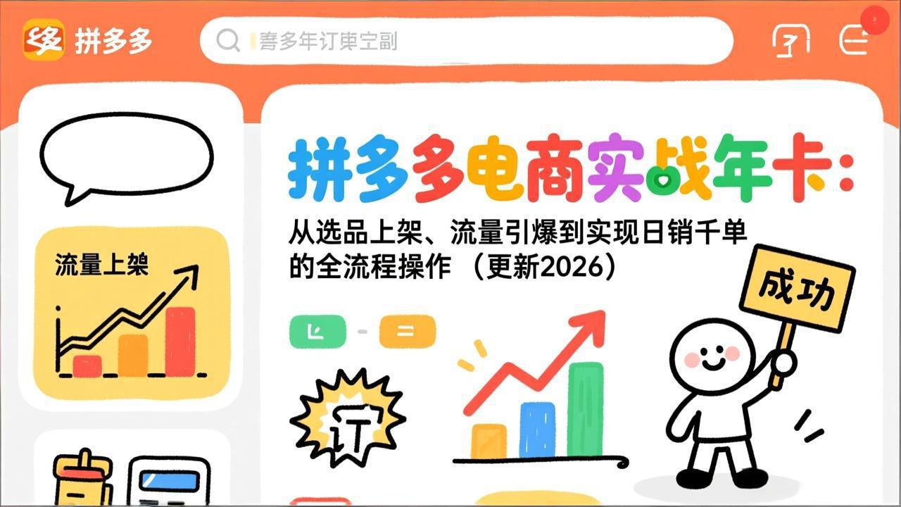 拼多多电商实战年卡：从选品上架、流量引爆到实现日销千单的全流程操作(更新2026年3月-智点网
