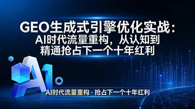GEO 生成式引擎优化实战：AI时代流量重构，从认知到精通抢占下一个十年红利-智点网