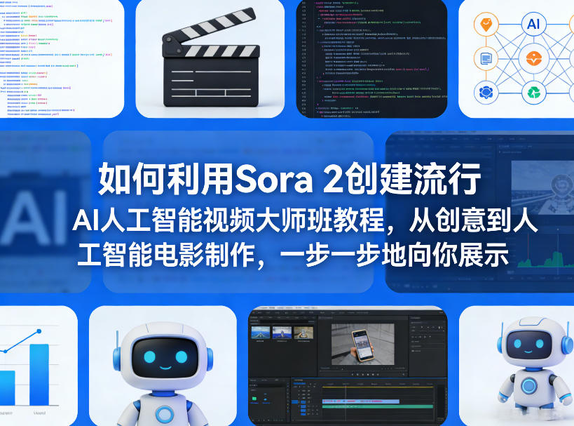 如何利用Sora 2创建流行AI人工智能视频大师班教程，从创意到人工智能电影制作，一步一步地向你展示-智点网