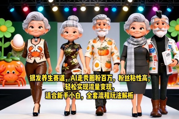 银发养生赛道，AI走秀圈粉百万，粉丝粘性高，轻松实现流量变现，适合新手小白，全套流程玩法解析-智点网