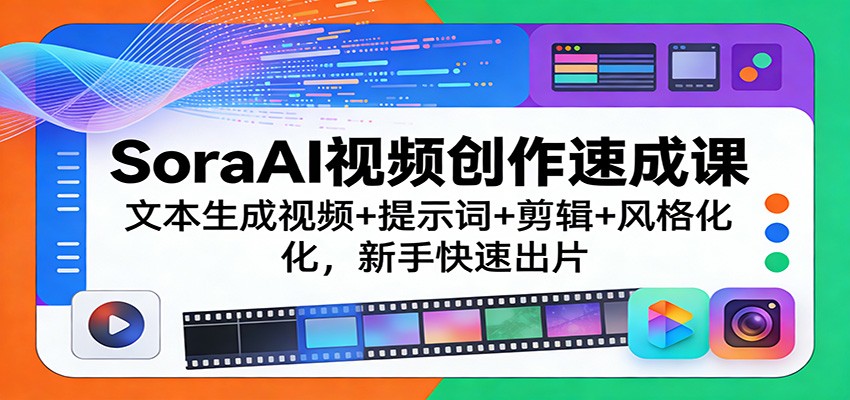 SoraAI视频创作速成课：文本生成视频+提示词+剪辑+风格化，新手快速出片-智点网