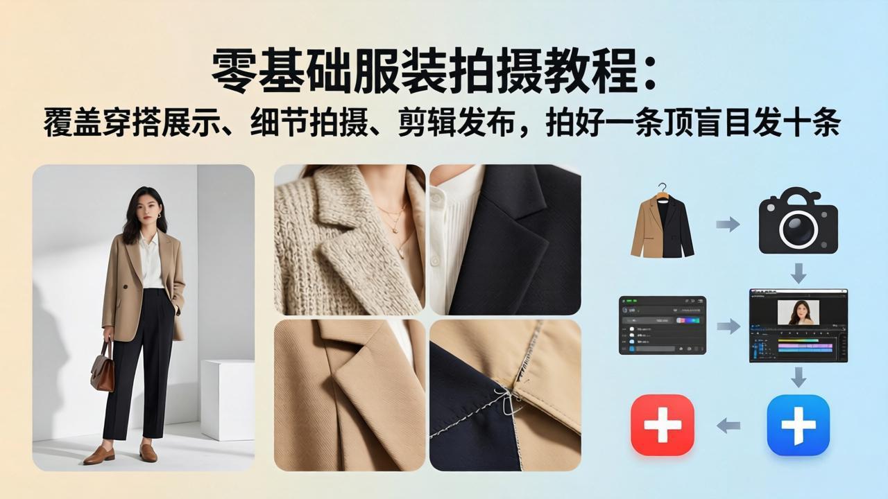 零基础服装拍摄教程：覆盖穿搭展示、细节拍摄、剪辑发布，拍好一条顶盲目发十条-智点网