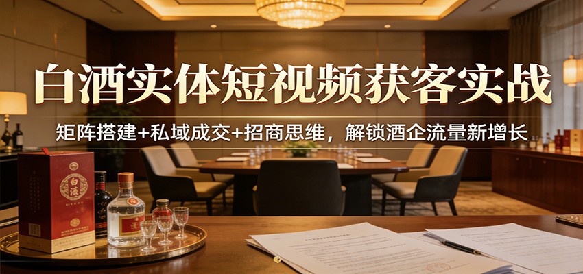 白酒实体短视频获客实战：矩阵搭建+私域成交+招商思维，解锁酒企流量新增长-智点网