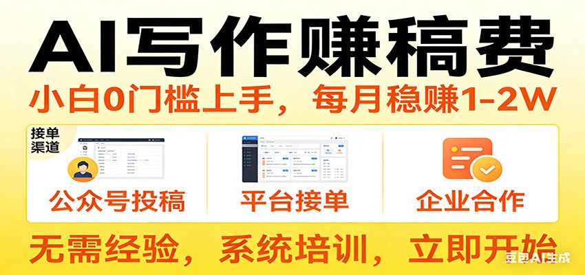 用AI写作赚稿费，提供接单渠道，每月稳赚1-2W，小白0门槛上手！-智点网