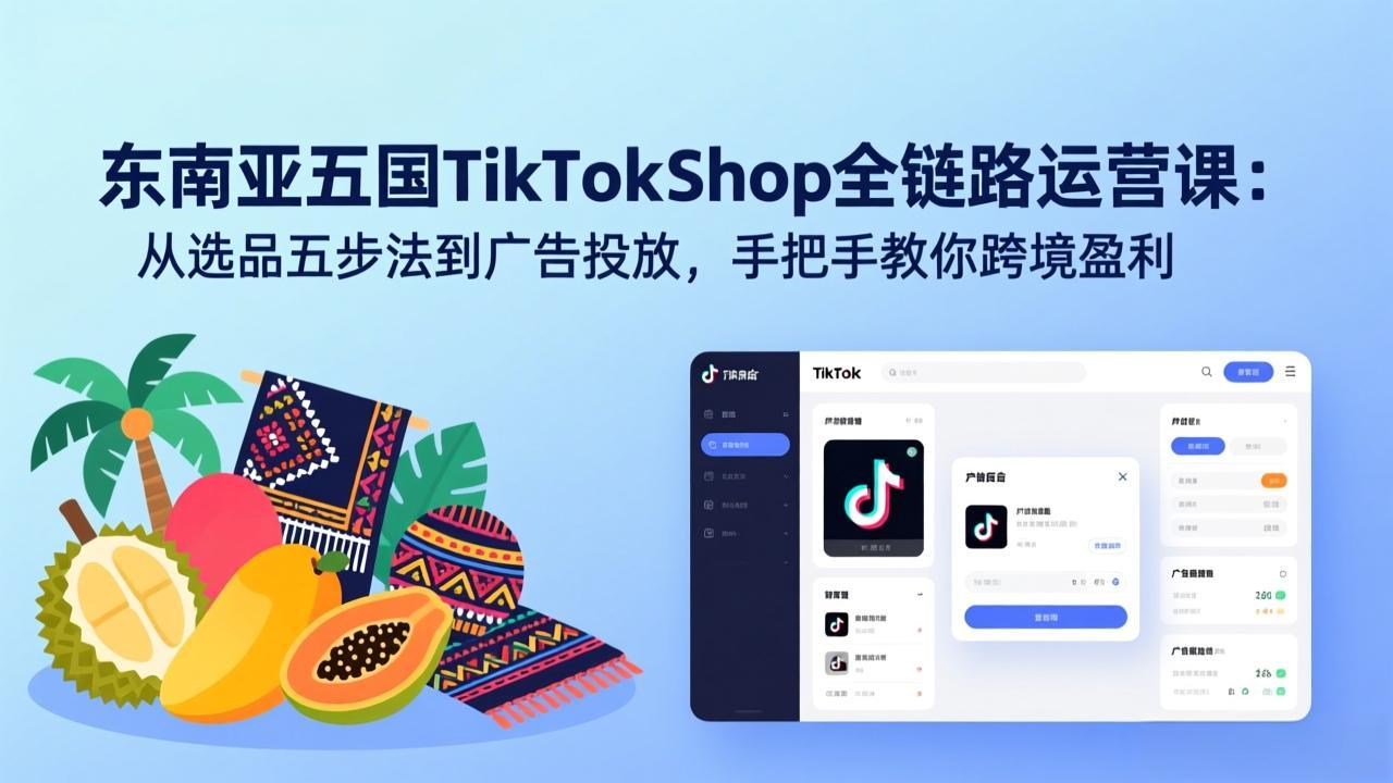 东南亚五国TikTok Shop全链路运营课:从选品五步法到广告投放,手把手教你跨境盈利-智点网