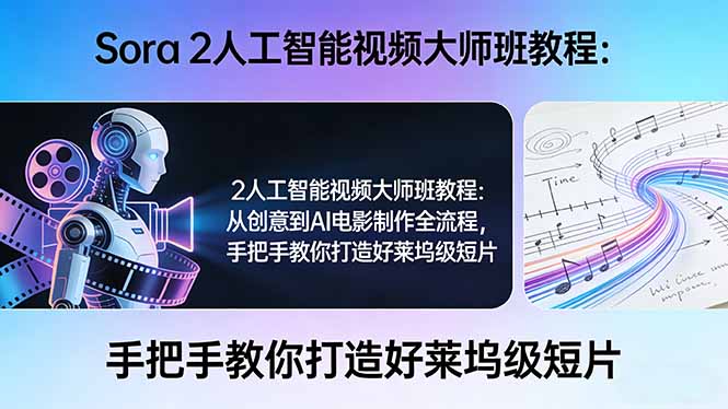 Sora 2人工智能视频大师班教程：从创意到AI电影制作全流程，手把手教你打造好莱坞级短片-智点网